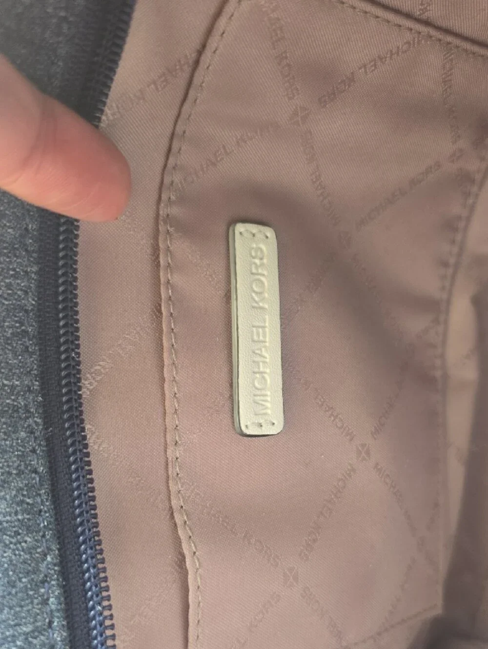 Michael Kors Denim and White Leather Satchel